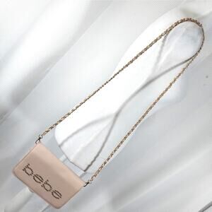 NWOT! BEBE! BABY PINK VEGAN LEATHER "DIAMOND" STUDDED LOGO MINI PURSE CROSSBODY!